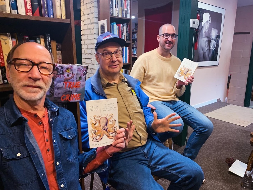 Book club meeting in Eat My Words bookstore